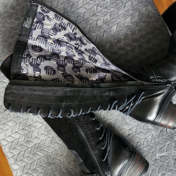 Miz Mooz 38 Shankara Black Leather Tall Lace Up Boot - Picture 8 of 15